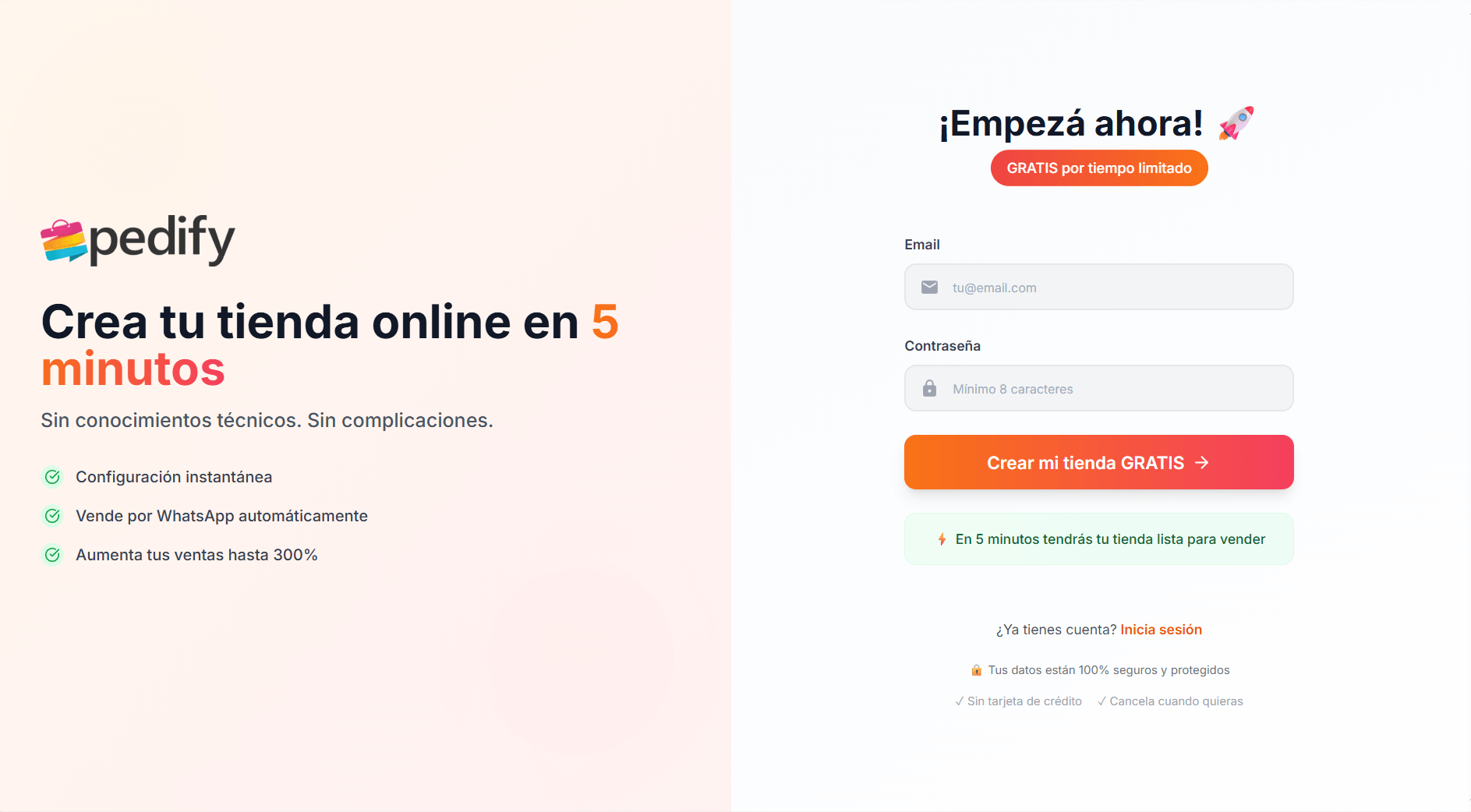 Paso 1: Regístrate gratis y configura tu tienda